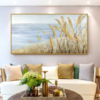 Millets Water Handmade Texture Abstract Botanical Artwork on Canvas Wall Accent Tracery