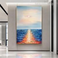 Motley Water Sun Handmade Famous Abstract Naturescape Acrylic Texture Canvas Painting for Room Wall Getup