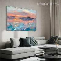 Destroyed Ship Sky Handmade Abstract Naturescape Palette Canvas Painting for Room Wall Equipment