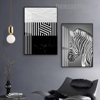 Black Zebra Streaks Abstract Animal Painting Image Canvas Print for Room Wall Decor