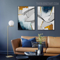 Blobs Abstract Contemporary Painting Picture Canvas Print for Room Wall Molding