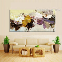Motley Flowers Handmade Texture Abstract Floral Art on Canvas for Room Wall Molding