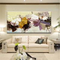 Motley Flowers Contemporary Floret Handmade Canvas Painting for Room Décor