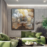 Motley Bloom Handmade Floret Contemporary Botanical Acrylic Canvas Painting for Room Wall Decoration