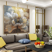 Motley Bloom Handmade Floret Contemporary Acrylic Texture Canvas Artwork for Room Wall Arrangement