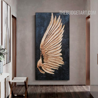 Golden Wings Handmade Knife Canvas Abstract Contemporary Wall Art Done by Artist for Room Disposition