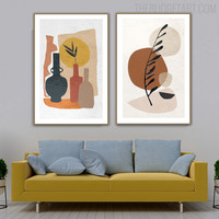 Leaves Planter Abstract Scandinavian Modern Painting Picture Canvas Print for Room Wall Getup