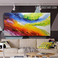 Colorific Smirch Handmade Abstract Modern Acrylic Texture Canvas Painting for Room Wall Illumination