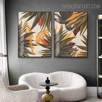 Tropical Leaf Abstract Botanical Modern Painting Picture Canvas Print for Room Wall Tracery