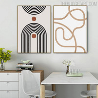 Roundabout Line Abstract Geometric Scandinavian Modern Painting Picture Canvas Print for Room Wall Trimming