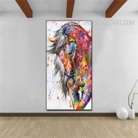 Hued Horse Spots Handmade Knife Abstract Animal Artwork on Canvas for Room Wall Tracery