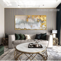 Gold Smudge Abstract Contemporary 100% Artist Handmade Palette Canvas Artwork for Room Wall Assortment