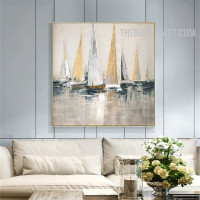 Longboat Abstract Modern 100%Handmade Canvas Artwork for Room Wall Getup