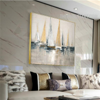 Longboat Reflex Handmade Texture Canvas Abstract Modern Wall Art for Room Flourish