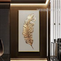 Golden Plume Handmade Knife Canvas Abstract Modern Wall Art for Room Drape