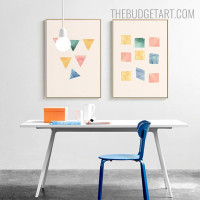 Triangular and Square Abstract Minimalist Modern Artwork Photo Canvas Print for Wall Onlay