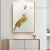 Golden Dame Abstract Handmade Texture Contemporary Canvas Artwork for Room Wall Embellishment