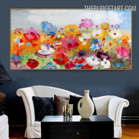 Blossom Sky Colourful Handmade Naturescape Palette Canvas Flowers Wall Art for Room Garnish