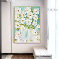 Bloom Foliage Botanical Abstract Handmade Heavy Knife Canvas Artwork Done By Artist for Room Wall Illumination