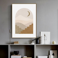Hills Abstract Scandinavian Vintage Painting Picture Canvas Print for Room Wall Embellishment