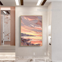 Hills Sand Sky Handmade Palette Knife Canvas Abstract Landscape Painting for Room Wall Decor