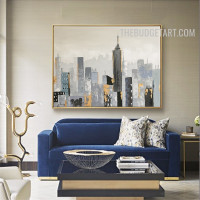 Buildings Handmade Acrylic Canvas Landscape Abstract Art for Room Wall Assortment