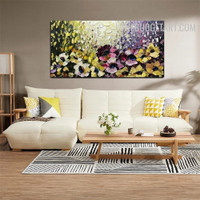 Colorific Flowers Abstract Floret Handmade Knife Canvas Painting for Room Wall Illumination