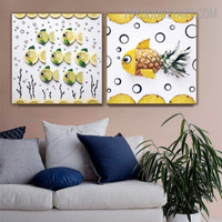 Fruit Fish Creative Artwork Image Canvas Print for Room Wall Assortment