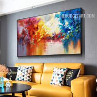 Colorific Smears Abstract Contemporary 100% Artist Handmade Palette Painting on Canvas for Wall Hanging Getup