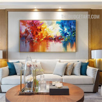 Colorific Smears Handmade Abstract Contemporary Knife Canvas Artwork for Room Wall Garnish
