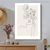 Flowers Female Face Abstract Figure Modern Painting Picture Canvas Print for Room Wall Ornamentation