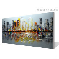 Building Colourful Handmade Heavy Knife Abstract Landscape Artwork on Canvas for Wall Hanging Assortment