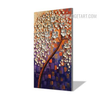 Daffodils Saplings Square Handmade Knife Modern Abstract Floral Canvas Painting for Room Wall Onlay