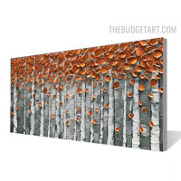 Wild Trees Leaf Abstract Botanical Art Handmade Knife Canvas Done By Artist for Room Wall Flourish