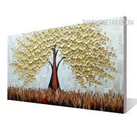 Floret Tree Dots Handmade Abstract Botanical Heavy Knife Canvas Painting Wall Hanging Decor