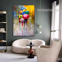 Human Umbrellas 100% Artist Handmade Abstract Contemporary Artwork on Palette for Room Wall Adornment