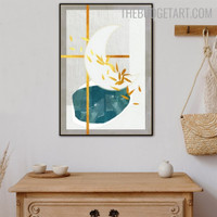 Moon Leaves Abstract Nordic Artwork Picture Canvas Print for Room Wall Decor