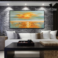 Sunrise Heaven Clouds Abstract Naturescape Handmade Knife Canvas Painting for Room Wall Ornament