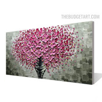 Bloom Points Vase Handmade Floret Abstract Knife Canvas Painting Done By Artist for Room Wall Equipment
