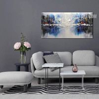 Smears Reflection Colourful Handmade Abstract Contemporary Palette Knife Canvas Artwork for Room Wall Garniture