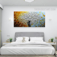 Daffodil Pot Handmade Palette Abstract Floral Painting on Canvas for Room Wall Getup
