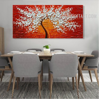 Daffodils Arbor Flowers 100% Handmade Abstract Botanical Palette Knife Canvas Painting for Room Wall Getup