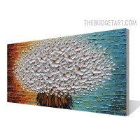Daffodils Vase Beautiful Handmade Abstract Floret Heavy Knife Canvas Artwork for Room Wall Décor