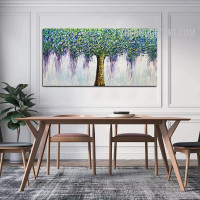 Hued Leaflets Tree Colourful 100% Artist Handmade Knife Canvas Abstract Botanical Artwork for Room Wall Onlay