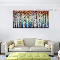 Motley Tree Handmade Abstract Botanical Palette Knife Canvas Painting for Room Wall Illumination