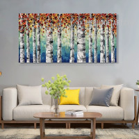 Motley Tree Spots 100% Artist Handmade Knife Canvas Abstract Botanical Artwork for Room Wall Garniture