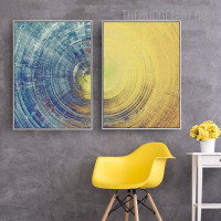 Yellow Mix Blue Abstract Nordic Painting Photo Canvas Print for Room Wall Flourish