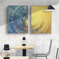 Yellow Mix Blue Abstract Nordic Painting Photo Canvas Print for Room Wall Garnish