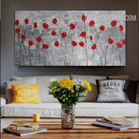 Bloom Bud Abstract Handmade Knife Floral Modern Art Done By Artist on Canvas for Room Wall Décor