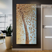 Blooms Sapling Flowers Abstract Floral Handmade Knife Canvas Painting for Room Wall Flourish